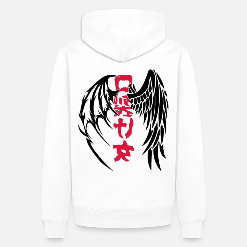 Angel Devil Wing Japon Signe Samurai Katana - Sweat à capuche Premium bio Homme - blanc