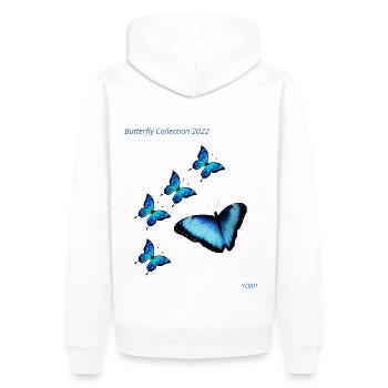 Butterfly Collection 2022 - Männer Premium Bio Hoodie - Weiß - Hinten - Nico (187cm)