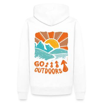 Sortez à l’extérieur - Sweat à capuche Premium bio Homme - blanc - Dos - Nico (187cm)
