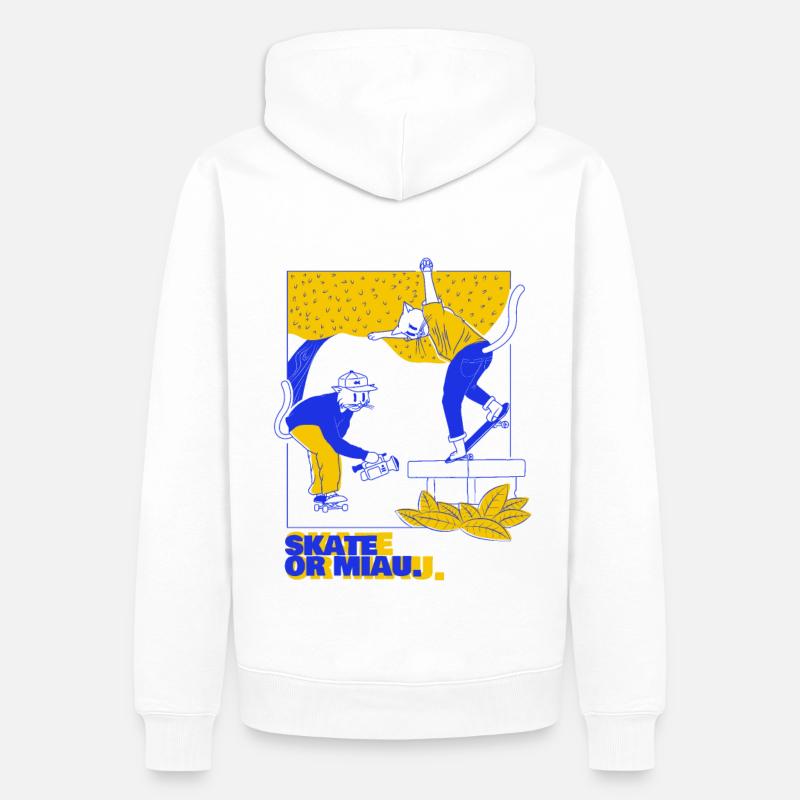 Skaten oder Miauen - Männer Premium Bio Hoodie - Weiß