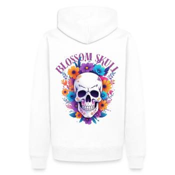 Crâne de fleur - Sweat à capuche Premium bio Homme - blanc - Dos - Nico (187cm)