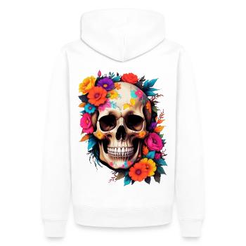 Flower Skull Art - Men’s Premium Organic Hoodie - white - Back - Nico (187cm)