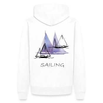 SEGELN - Männer Premium Bio Hoodie - Weiß - Hinten - Nico (187cm)