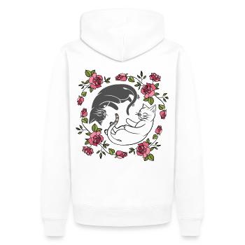 yin yang chats avec des roses - Sweat à capuche Premium bio Homme - blanc - Dos - Nico (187cm)