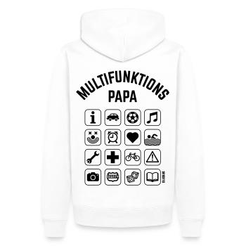 Multifunktions Papa (16 Icons) - Männer Premium Bio Hoodie - Weiß - Hinten - Nico (187cm)
