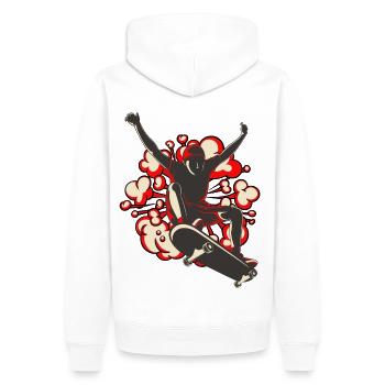 Skateboard retrorote Explosion - Männer Premium Bio Hoodie - Weiß - Hinten - Nico (187cm)