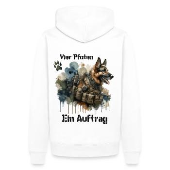 Buddy - Chien d’assistance - Sweat à capuche Premium bio Homme - blanc - Dos - Nico (187cm)