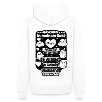 Chaos im Kopf, Liebe im Herzen - Männer Premium Bio Hoodie - Weiß - Hinten - Nico (187cm)