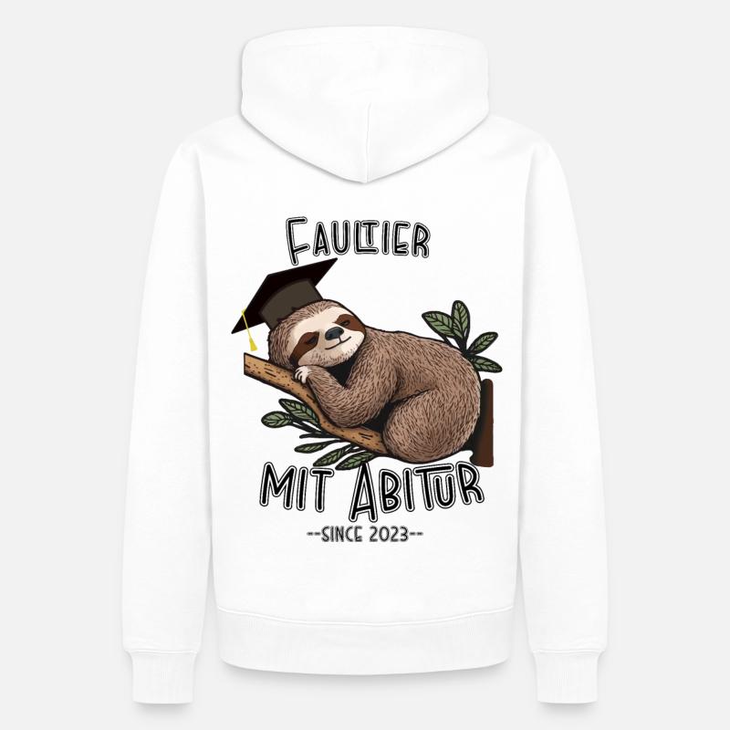 Faultier mit Abitur 2023 - Männer Premium Bio Hoodie - Weiß