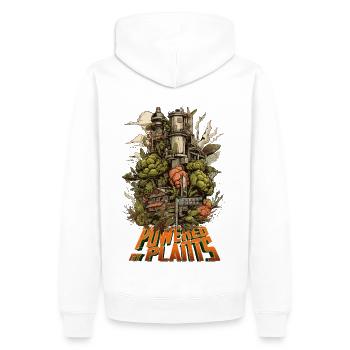 Powered by Plants, Manga Gemüsekraftwerk, Vegan - Männer Premium Bio Hoodie - Weiß - Hinten - Nico (187cm)