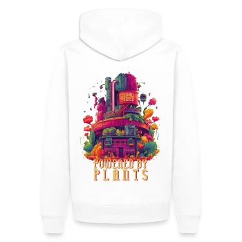 Powered by Plants, Gemüsekraftwerk, Vegan - Männer Premium Bio Hoodie - Weiß - Hinten - Nico (187cm)