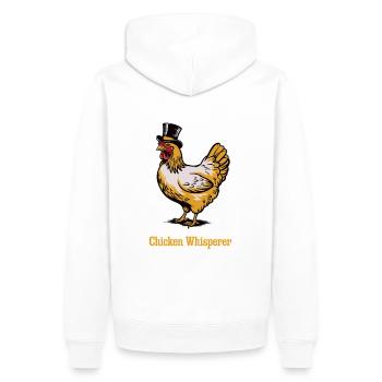 Chuchoteur de poulet - Sweat à capuche Premium bio Homme - blanc - Dos - Nico (187cm)