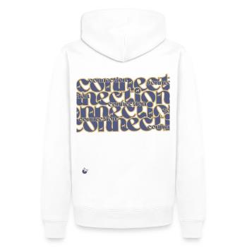 CONNECTION - *superlative ambition apparell* / LOA - Männer Premium Bio Hoodie - Weiß - Hinten - Nico (187cm)