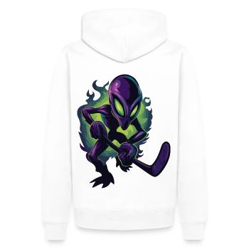Joueur de hockey extraterrestre – Science-Fi Sports Crossover Art - Sweat à capuche Premium bio Homme - blanc - Dos - Nico (187cm)