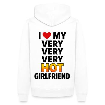 J’adore ma copine très chaude qui dit - Sweat à capuche Premium bio Homme - blanc - Dos - Nico (187cm)