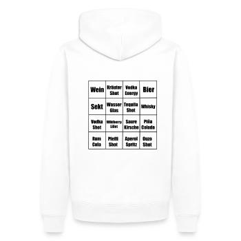 Shot Bingo für einzigartigen Partyspaß - Männer Premium Bio Hoodie - Weiß - Hinten - Nico (187cm)