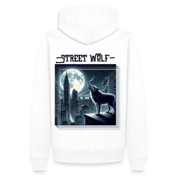 Loup de rue Backprint - Sweat à capuche Premium bio Homme - blanc - Dos - Nico (187cm)