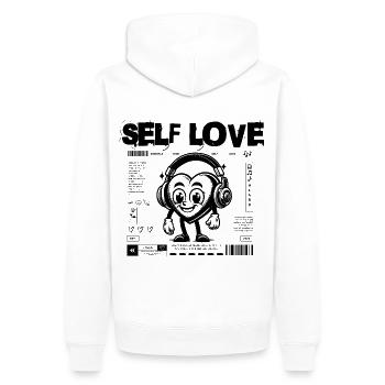 L’amour de soi - Sweat à capuche Premium bio Homme - blanc - Dos - Nico (187cm)