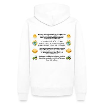 Tierhaltung Fakten #1 (deutsch, mit Icons) - Männer Premium Bio Hoodie - Weiß - Hinten - Nico (187cm)