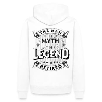 The Legend has Retired - Männer Premium Bio Hoodie - Weiß - Hinten - Nico (187cm)
