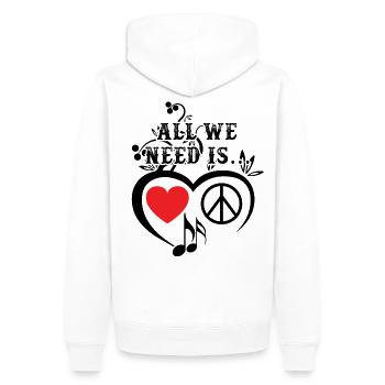 All We Need Is Peace Love Music - Männer Premium Bio Hoodie - Weiß - Hinten - Nico (187cm)