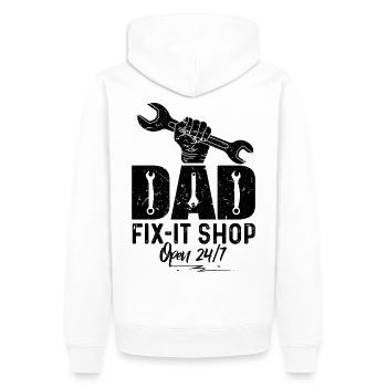 Dad Fix-It Shop Open 24/7 - Männer Premium Bio Hoodie - Weiß - Hinten - Nico (187cm)