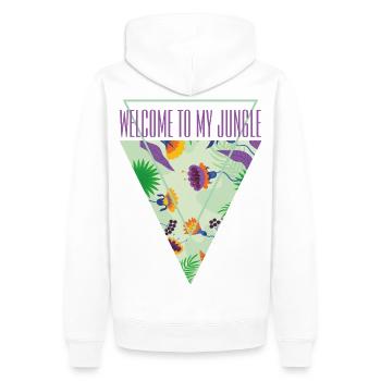 Bienvenue dans la jungle - Sweat à capuche Premium bio Homme - blanc - Dos - Nico (187cm)
