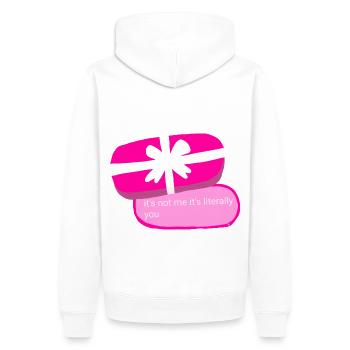 Cadeau imessage Girl Power - Sweat à capuche Premium bio Homme - blanc - Dos - Nico (187cm)