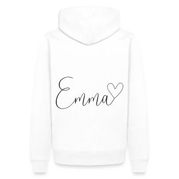 Emma Last Name First Name Girl - Men’s Premium Organic Hoodie - white - Back - Nico (187cm)
