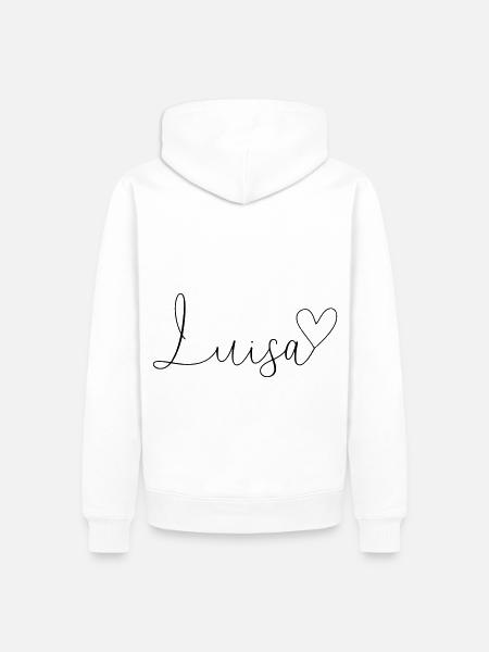 Luisa Nom Prénom Fille - Sweat à capuche Premium bio Homme - blanc