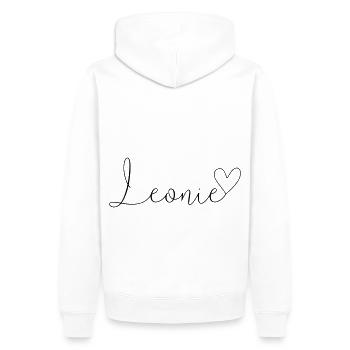 Léonie Nom Prénom Fille - Sweat à capuche Premium bio Homme - blanc - Dos - Nico (187cm)
