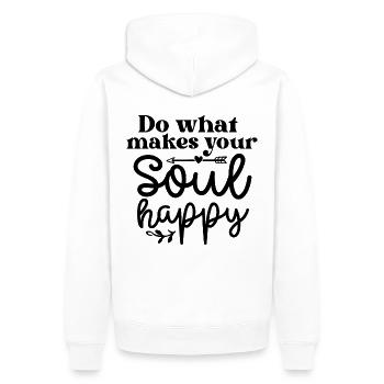 Tu das, was deine Seele glücklich macht - Männer Premium Bio Hoodie - Weiß - Hinten - Nico (187cm)