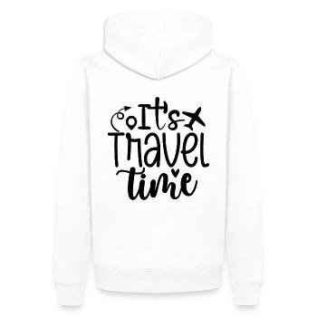Seine Reisezeit, WorldExploration - Männer Premium Bio Hoodie - Weiß - Hinten - Nico (187cm)