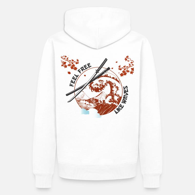 Sentez-vous libre comme des vagues - Sweat à capuche Premium bio Homme - blanc