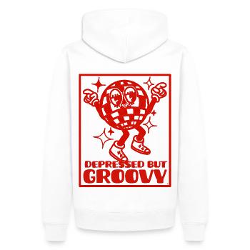 Depressiv, aber groovy - Disco Ball Design - Männer Premium Bio Hoodie - Weiß - Hinten - Nico (187cm)