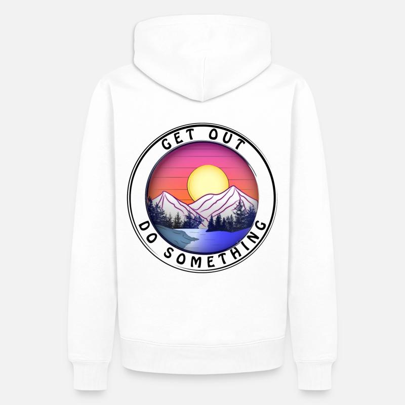 Raus, mach was (schwarzer Text) - Männer Premium Bio Hoodie - Weiß