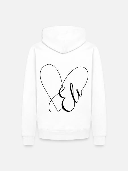 Eli Name Herzlinie - Männer Premium Bio Hoodie - Weiß