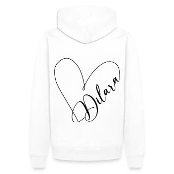 Dilara Name Herzlinie - Männer Premium Bio Hoodie - Weiß - Hinten - Nico (187cm)