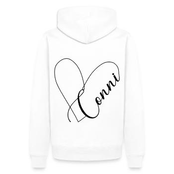 Conni Name Herzlinie - Männer Premium Bio Hoodie - Weiß - Hinten - Nico (187cm)