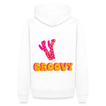 Funky Groovy Disco Platform Boots - Men’s Premium Organic Hoodie - white - Back - Nico (187cm)