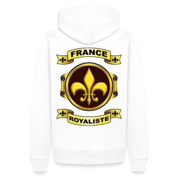 fleur de lys france - Sweat à capuche Premium bio Homme - blanc - Dos - Nico (187cm)