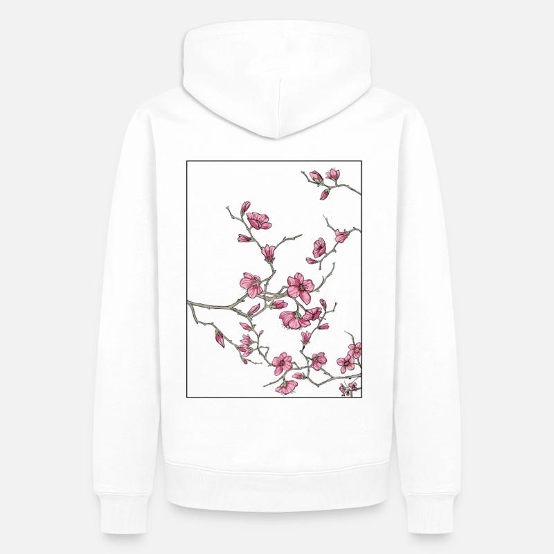 Fleurs de cerisier Florales Design - Sweat à capuche Premium bio Homme - blanc