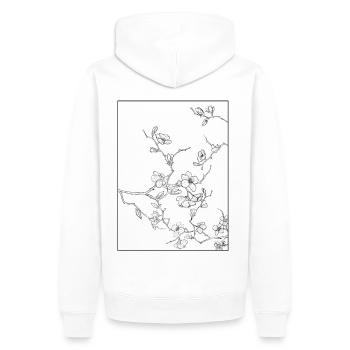 Floral Design Cerisier Outline Noir - Sweat à capuche Premium bio Homme - blanc - Dos - Nico (187cm)