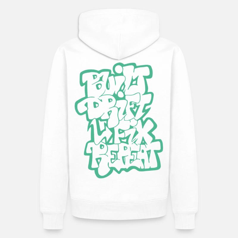 Dérivée construite Fix Répéter 04 - Sweat à capuche Premium bio Homme - blanc