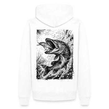 Pike sur le Wobbler | Collection Classique - Sweat à capuche Premium bio Homme - blanc - Dos - Nico (187cm)