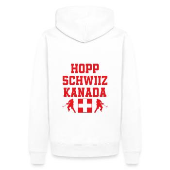 Hopp Schwiiz Canada Équipe nationale de hockey sur glace - Sweat à capuche Premium bio Homme - blanc - Dos - Nico (187cm)