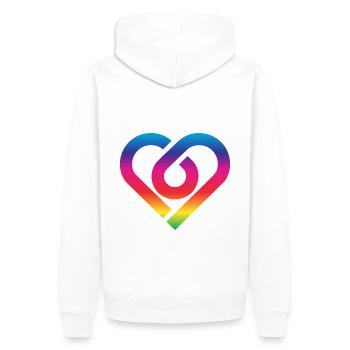 Cœur arc-en-ciel Homosexualité Amour LGBT - Sweat à capuche Premium bio Homme - blanc - Dos - Nico (187cm)
