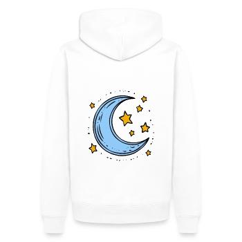 Halbmond Mondsichel Mond und Sterne - Männer Premium Bio Hoodie - Weiß - Hinten - Nico (187cm)