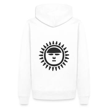 Abstrait Soleil Soleil Art abstrait - Sweat à capuche Premium bio Homme - blanc - Dos - Nico (187cm)