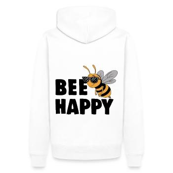 Lustige Biene mit Spruch Bee Happy - Männer Premium Bio Hoodie - Weiß - Hinten - Nico (187cm)